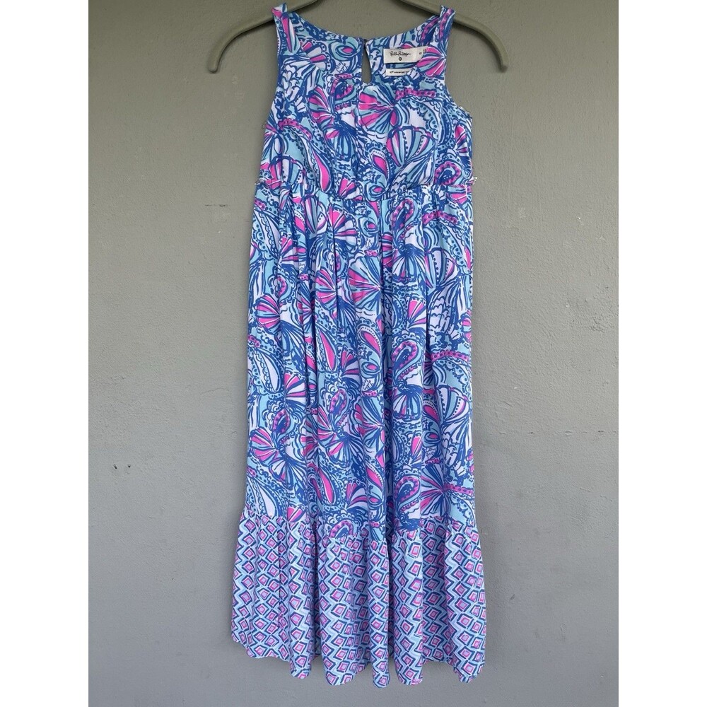Lilly Pulitzer Target Girls Maxi Dress S My Fans Seashell Print 20th Anniversary